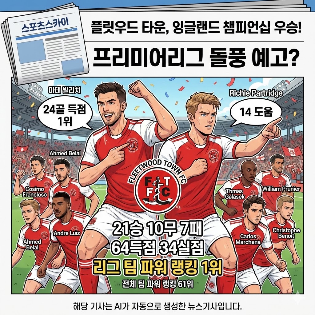 플릿우드 타운, 챔피언십 제패! EPL 돌풍 쓸까?